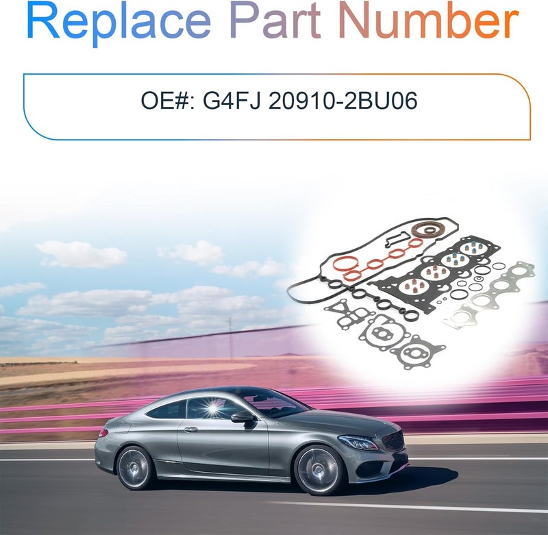 INGKAN Store طقم حشوات رأس أسطوانة محرك G4FJ 1.6T يناسب هيونداي إيلانتر/سوناتا/توسان، كيا فورت/أوبتيما/سول 2015 2016 2017 2018 2019 2020 2021 1.6L DOHC توربو OE G4FJ 20910-2BU06 - Image 3